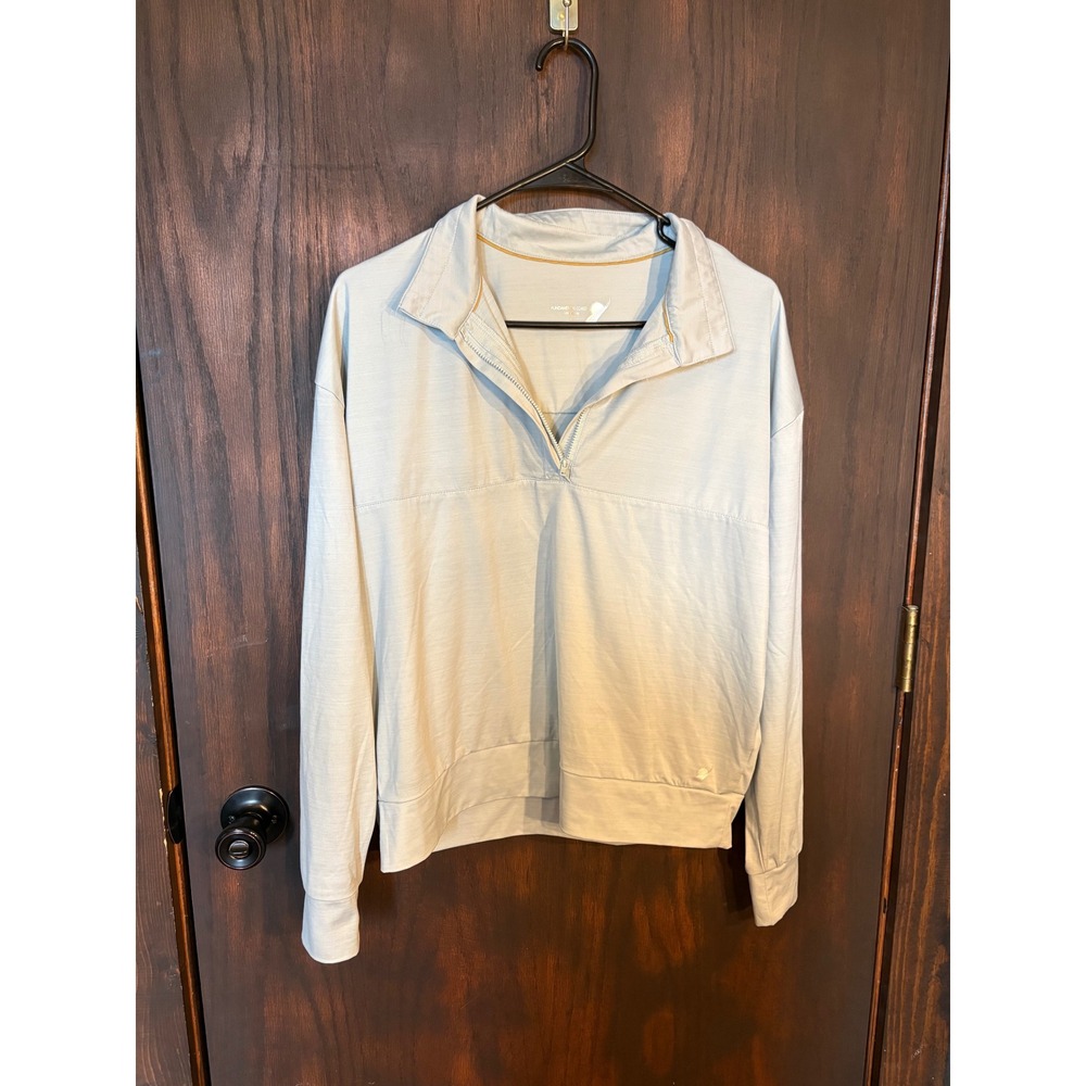 Fundamental Coast Womens Quarter Zip Pullover Blue Gray Active Top Size Medium